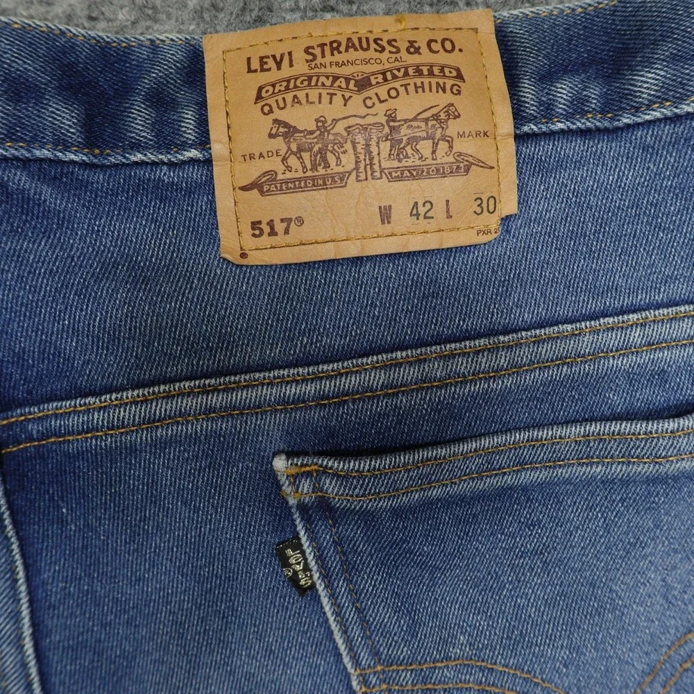Vintage Levi's 517 Jeans Mens 42x30 Blue Boot Cut Creased Western Denim‎